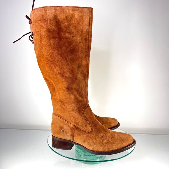 Born Cotto Suede Leather Boots Brown Knee High Riding Western F75457 - Picture 1 of 14